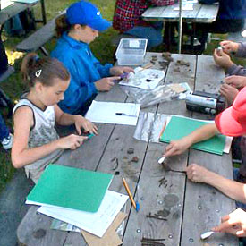 Photo of kids cleaning artifacts