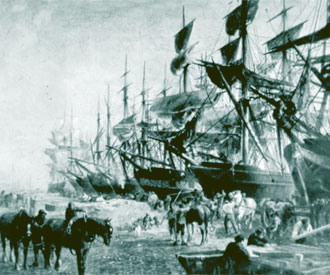 Photograph of tall ships at Quebec City