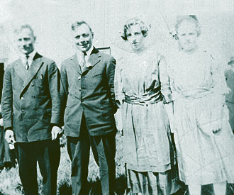 Photograph of Henry McGuey, Peter McGuey, Mary (Saunders) McGuey, Ivy Saunders