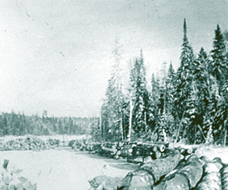 Photographie : Billes de bois sur un lac gel&acute;